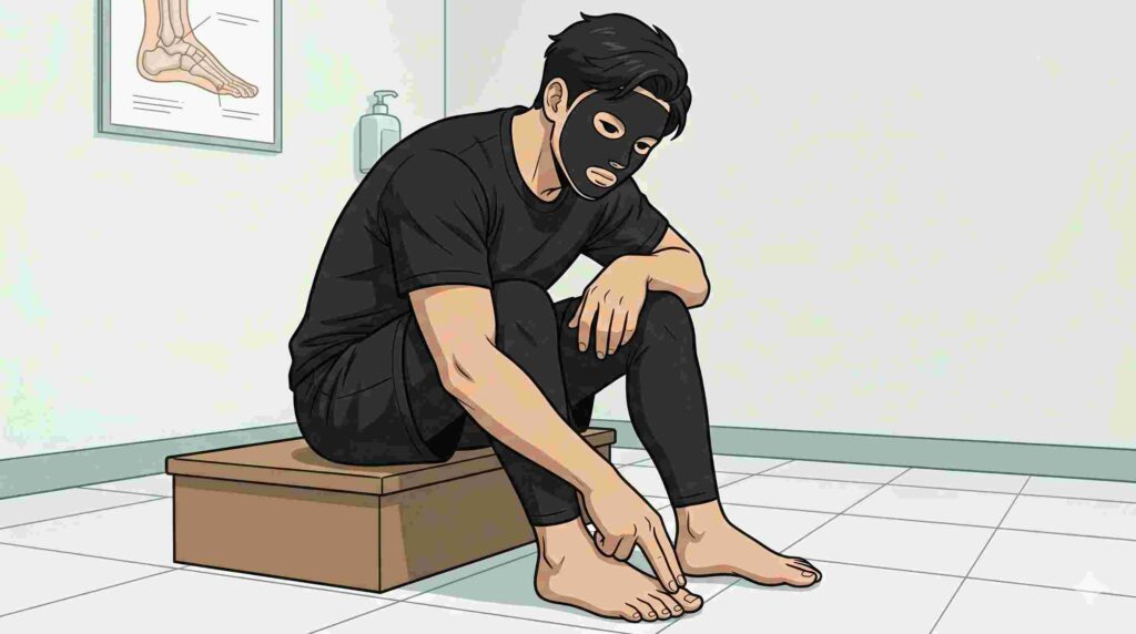 急に痛くなる原因（滑液包炎・炎症）を示すブラック太郎