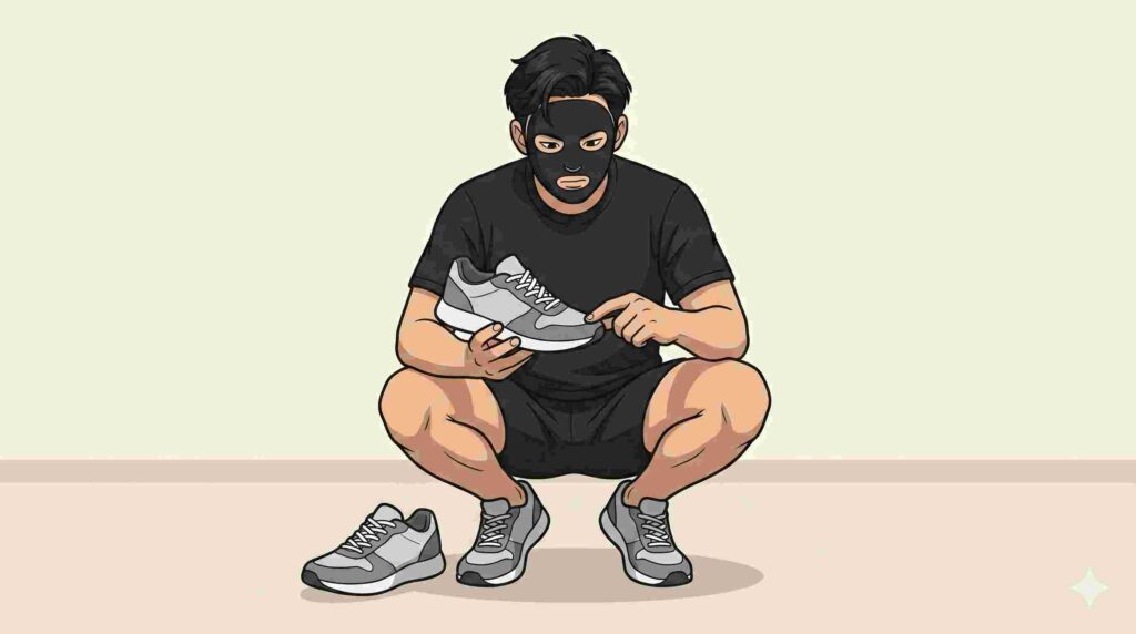 痛みが落ち着いた後にやること（靴の見直し）を示すブラック太郎