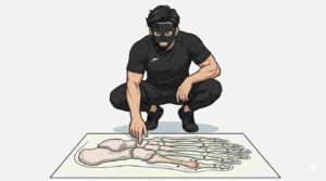 第1中足骨が外に開くしくみを視覚化するブラック太郎