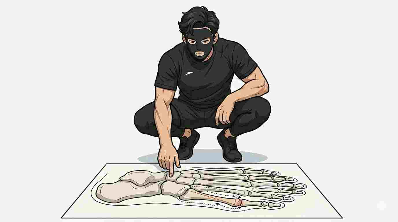 第1中足骨が外に開くしくみを視覚化するブラック太郎