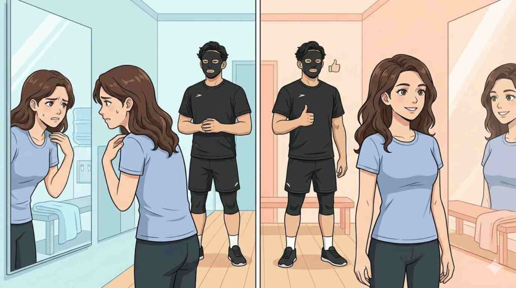 筋トレで肩幅が広くなる心配がないことを示すブラック太郎