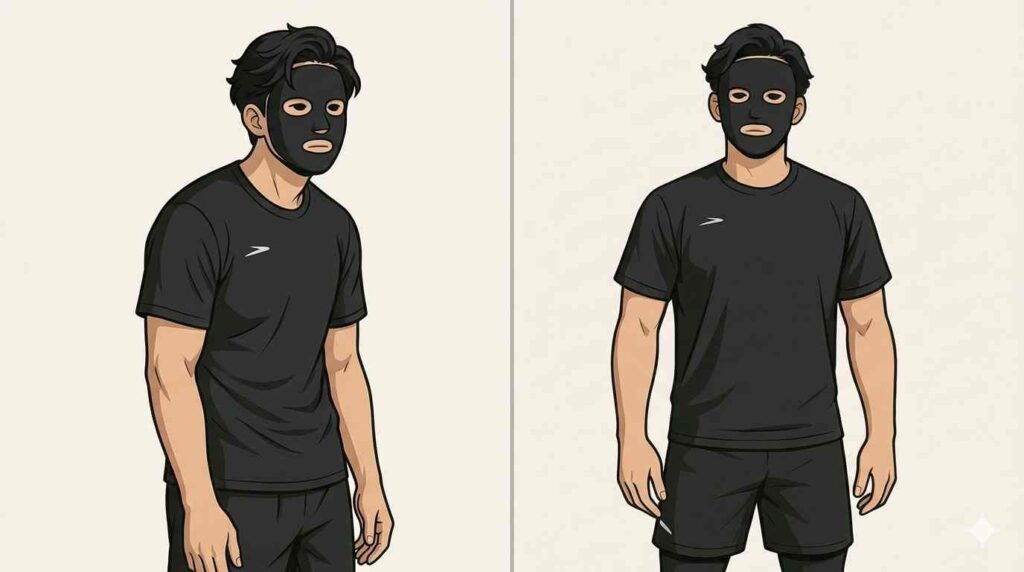 筋トレをすると4週間でここまで姿勢が変わることを示すブラック太郎