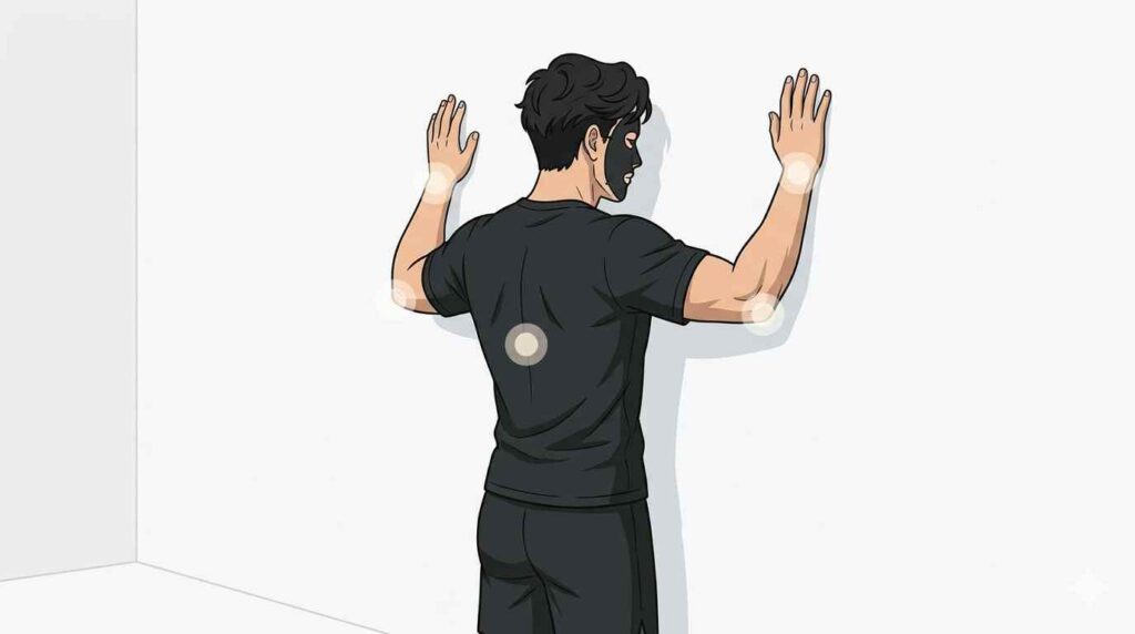 肩こり解消のためにYTWトレーニングをするブラック太郎