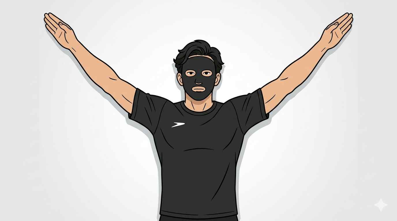 肩こり解消の筋トレをしようとしているブラック太郎