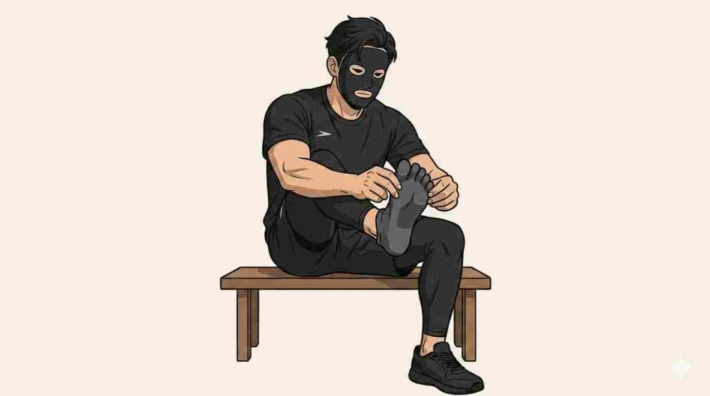 足指を分ける・補助ツールの活用を示すブラック太郎