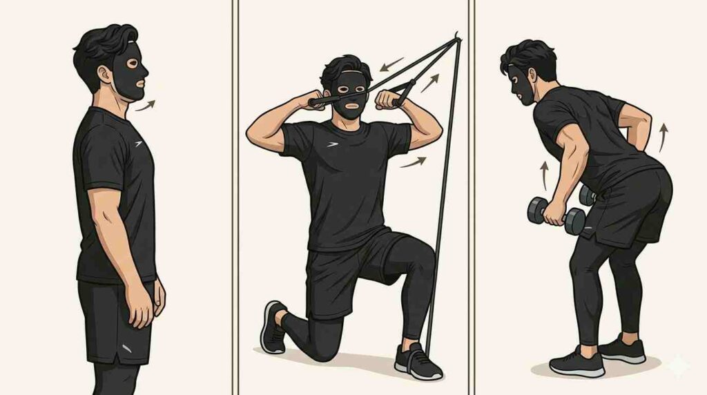 首こりと肩こりに効く筋トレを示すブラック太郎