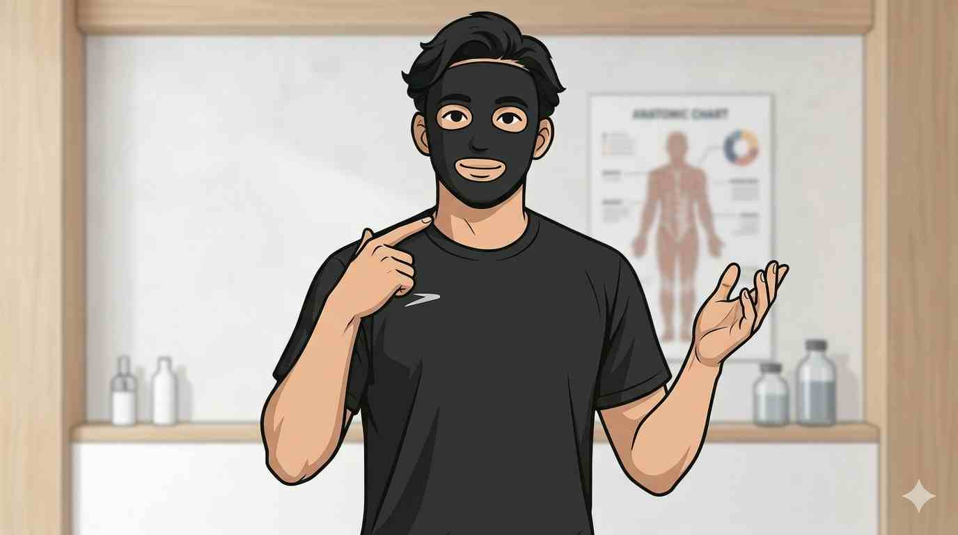 首こり・肩こりを同時に改善する筋トレを示すブラック太郎